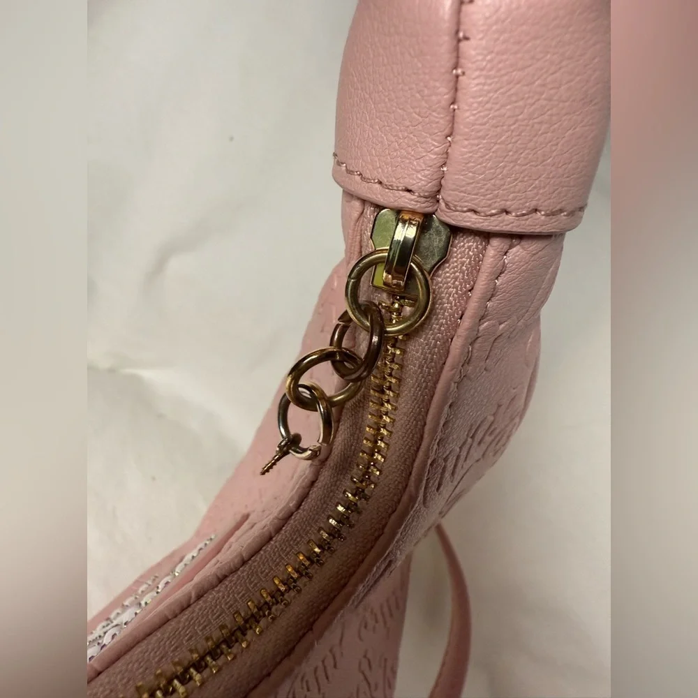 Juicy Couture Pink Diamond String of Pearls Rhinestone Hobo Crossbody